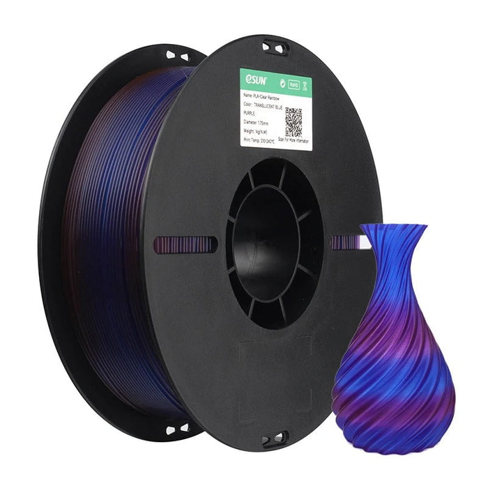 ESUN Filament Translucent Blue Purple eSun PLA-Clear Rainbow 3D Print Filament 1.75mm 1kg