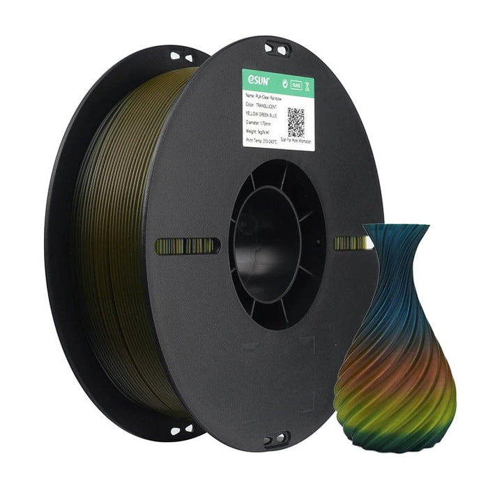 ESUN Filament Translucent Yellow Green Blue eSun PLA-Clear Rainbow 3D Print Filament 1.75mm 1kg