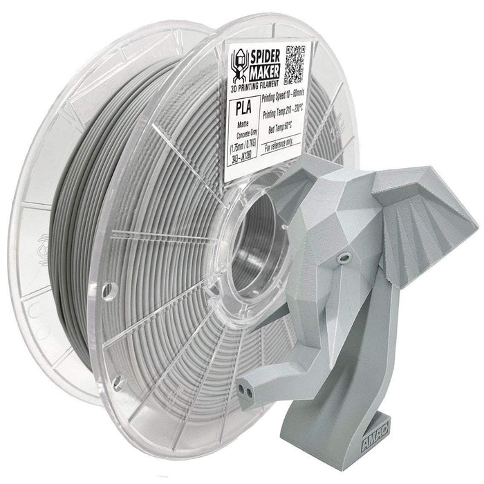 Spidermaker Filament Concrete Gray Spidermaker Matte Finish PLA 3D Print Filament 1.75mm 700g