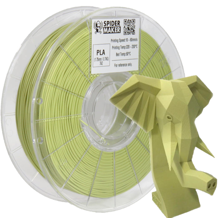 Spidermaker Filament Wasabi Green Spidermaker Matte Finish PLA 3D Print Filament 1.75mm 700g
